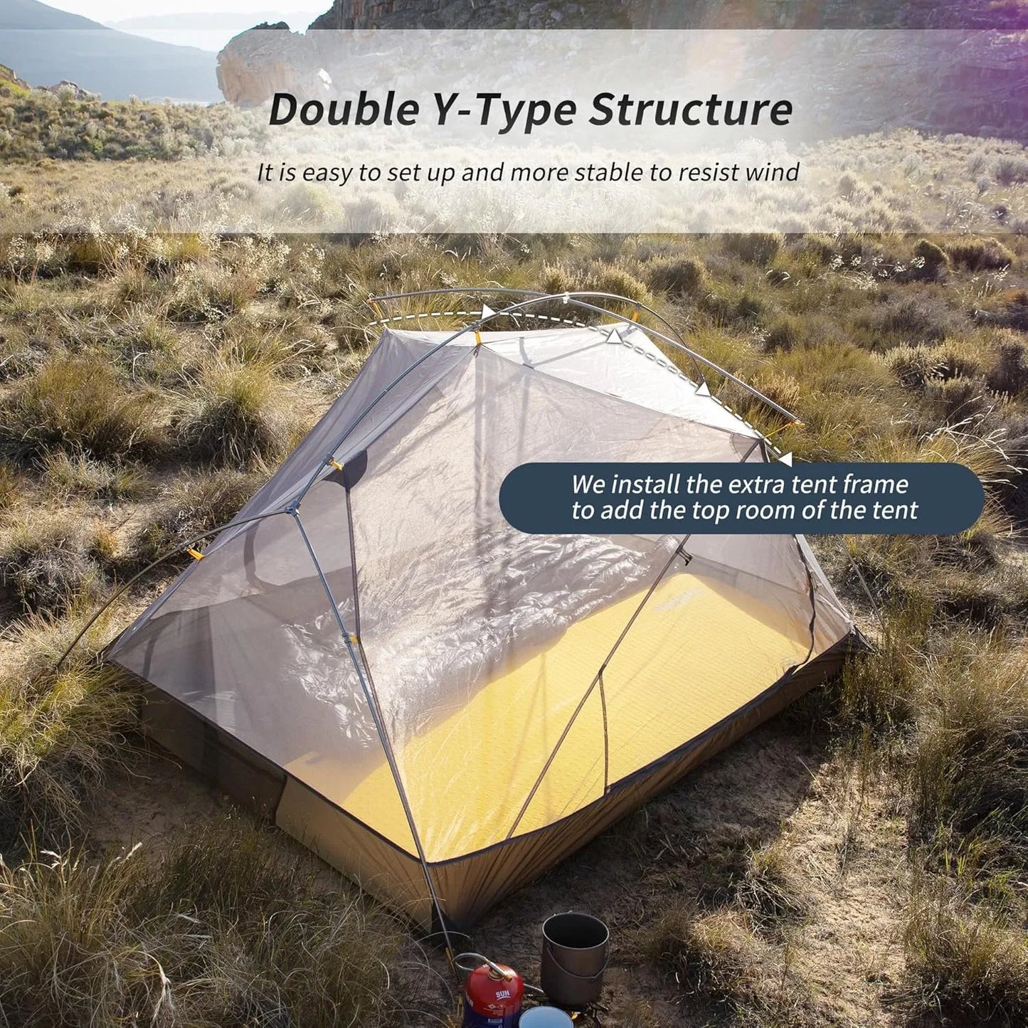 Ultralight Tent 2 Person Waterproof PU3000mm Camping Tent Double Layer Outdoor Travel Hiking Tent