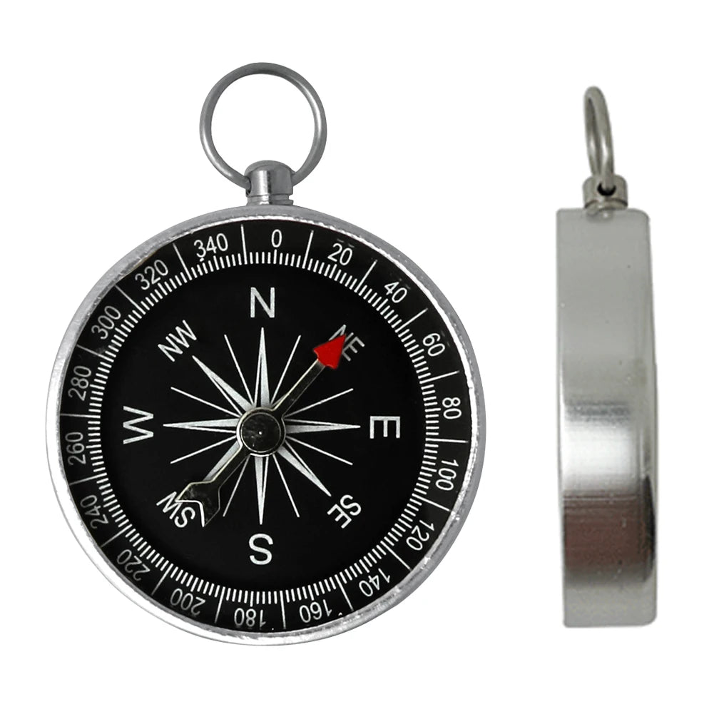 Outdoor Pocket Compass Portable Outdoor Orientation Navigation Compass Silver for Outdoor Camping Hiking Sports Navigation