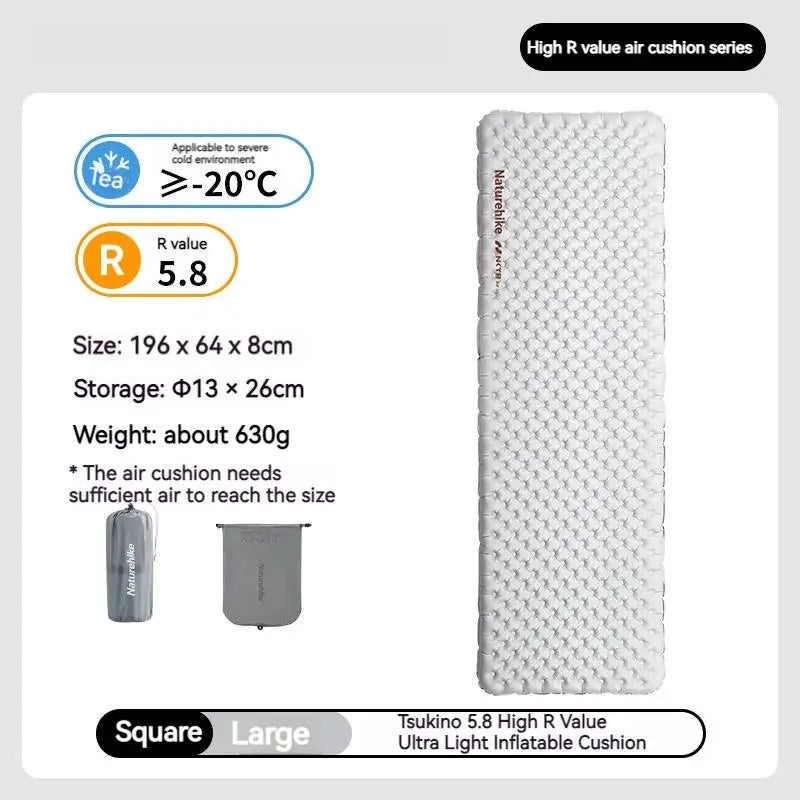 R-value5.8 Inflatable Sleeping Mattress Ultralight Portable Folding Warm Cushion Hiking Outdoor Camping Mat Bed Pad