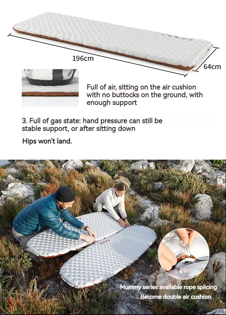 R-value5.8 Inflatable Sleeping Mattress Ultralight Portable Folding Warm Cushion Hiking Outdoor Camping Mat Bed Pad