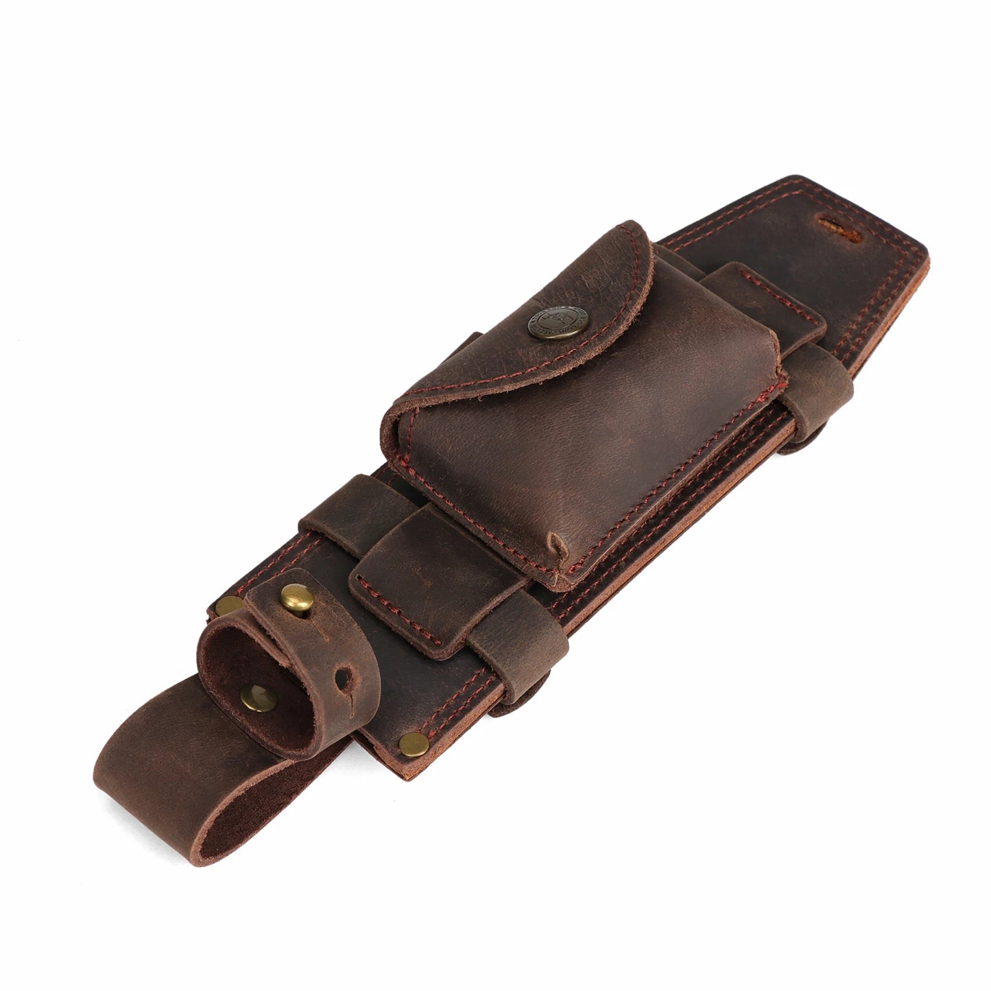 Tourbon Leather Multipurpose Fixed Blade Knife Sheath Cover with Fire Starter Slot a Small Pocket for Belt (without knives)