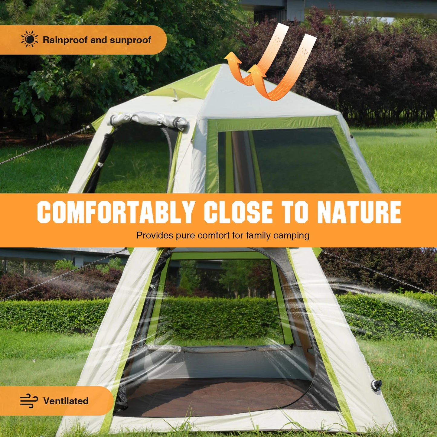 Inflatable Blow Up Tent for 2 To 3 Persons Easy Setup Pop Up Tent Oxford Waterproof with Mesh Windows for Backpacking and Hiking