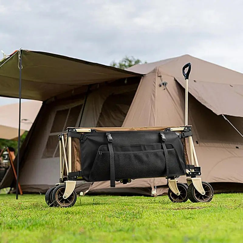 Folding Travel Cart Side Bag Folding Camping Side Bag Oxford Cloth Garden Cart Side Pockets for Outdoors Camping Picnics Beach