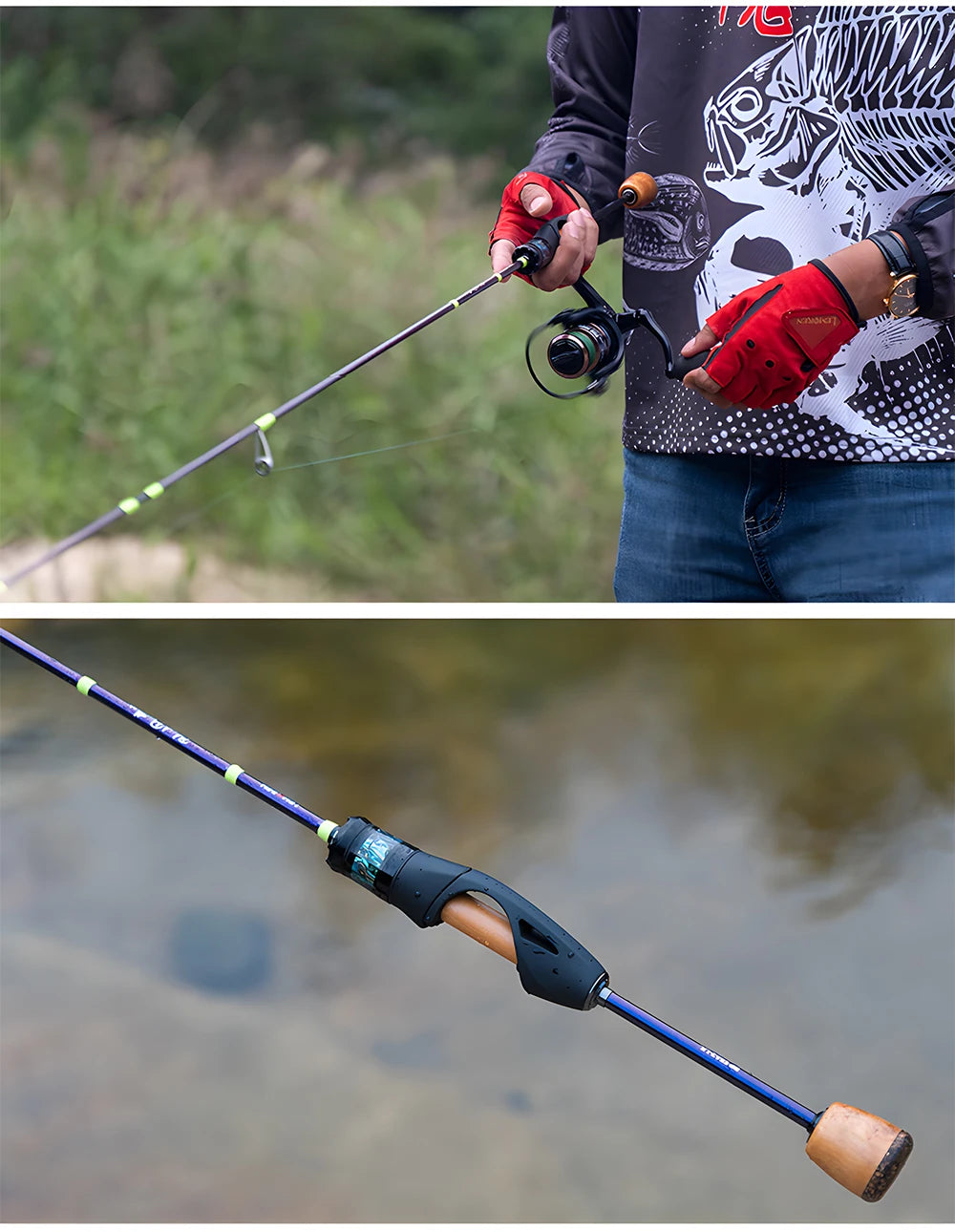 UL Ultra Light Carbon Fiber Lure Fishing Rod Accessories for Carp Trout Bass,Spinning and Casting Rod,Small Bait Fishing Pole