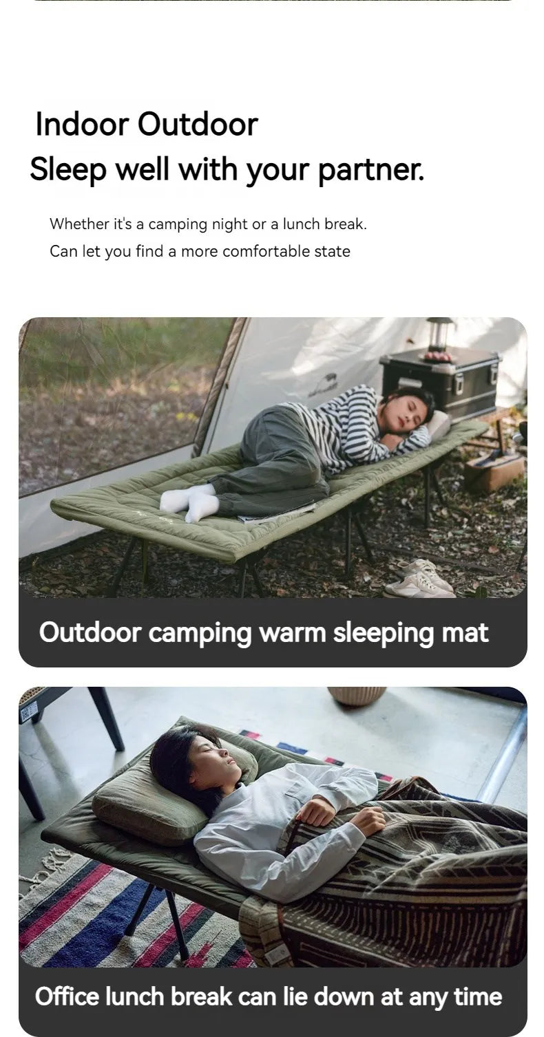 Naturehike Sleeping Pad Cotton Skin Velvet Outdoor Camping Bed Portable Relax Ultralight Camping Cot Mattress Easy To Install
