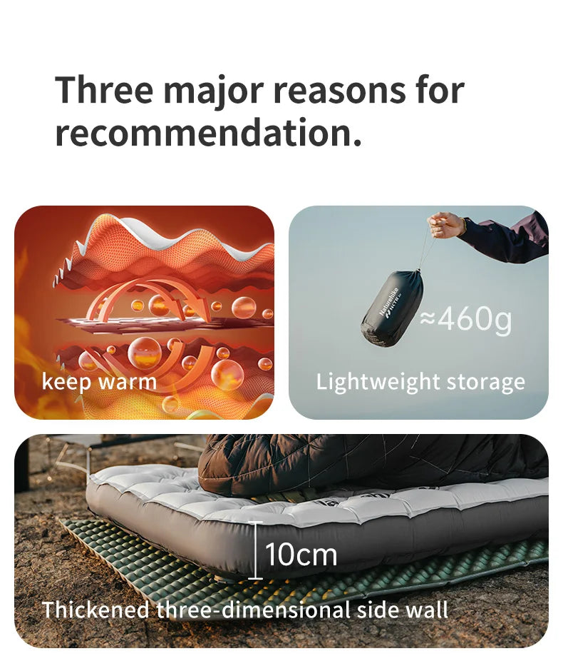 R6.5 Air Mattress 10cm Thickened Ultralight Sleeping Pad for Camping Hiking Warm Portable Outdoor Inflatable Mattress