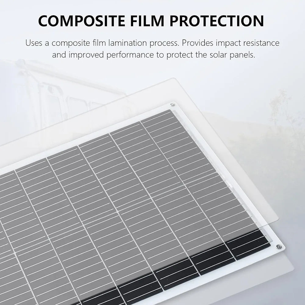 Portable Flexible Solar Panel 100W 16.5V Mono Cell for RV Camping Home Boat Curve Surface Durable Bendable 12V Solar Battery