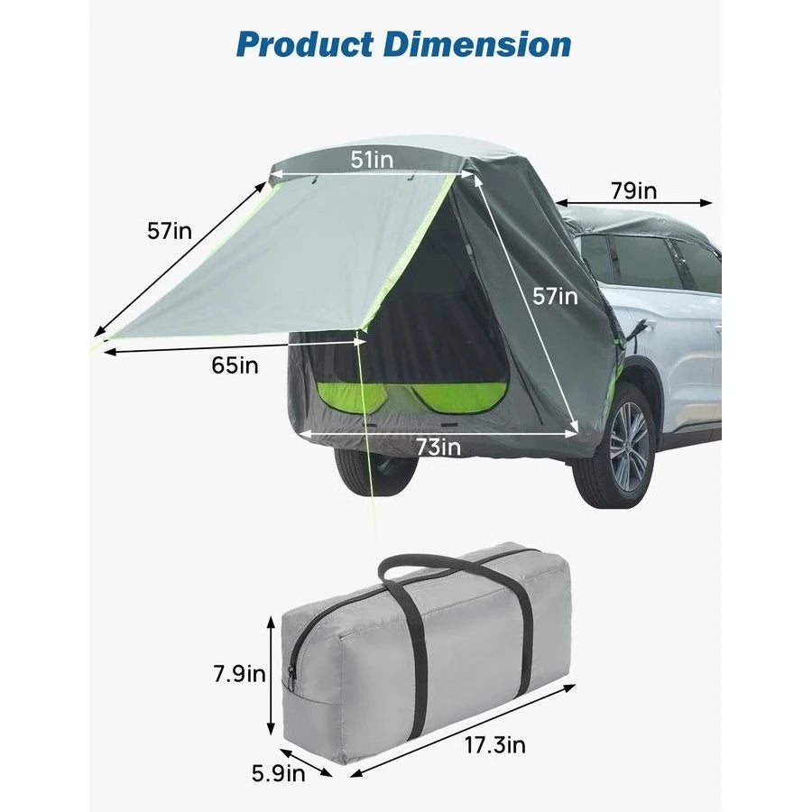 SUV Tailgate Tent with Awning Shade, Car Roof Canopy and Poles, Water Resistant Camping Tent, Outdoor Travel Preferred, Universa