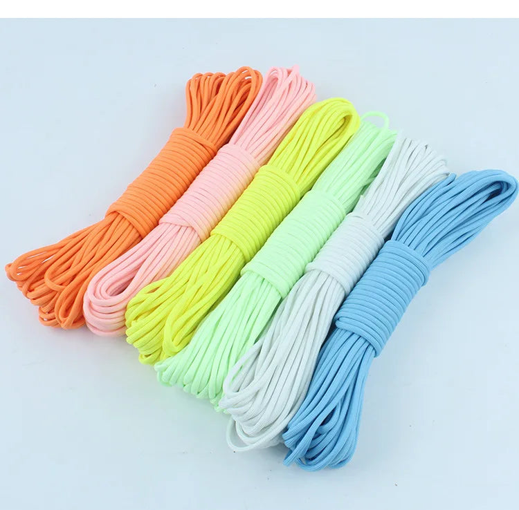 Luminous Rope 9 Strands 4mm Paracord Nylon 550 Tent Cord Outdoor Parachute Lanyard Camping Survival EDC Glow In The Dark