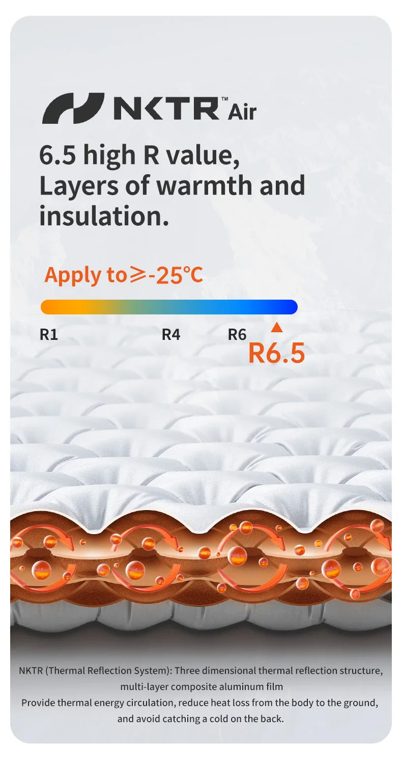 R6.5 Air Mattress 10cm Thickened Ultralight Sleeping Pad for Camping Hiking Warm Portable Outdoor Inflatable Mattress