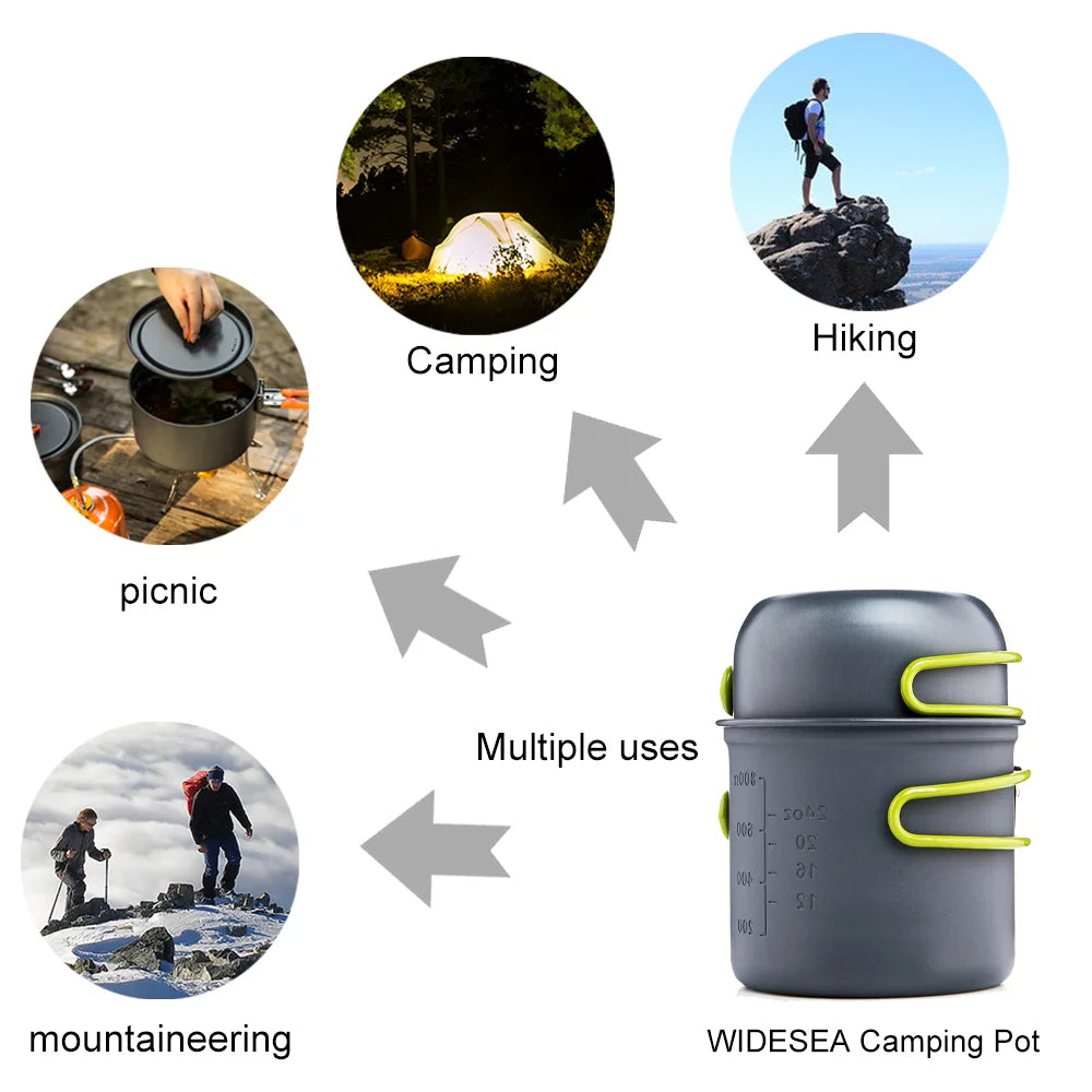 Ultralight Camping Cooking Utensils Outdoor Tableware Pot Set Hiking Picnic Travel