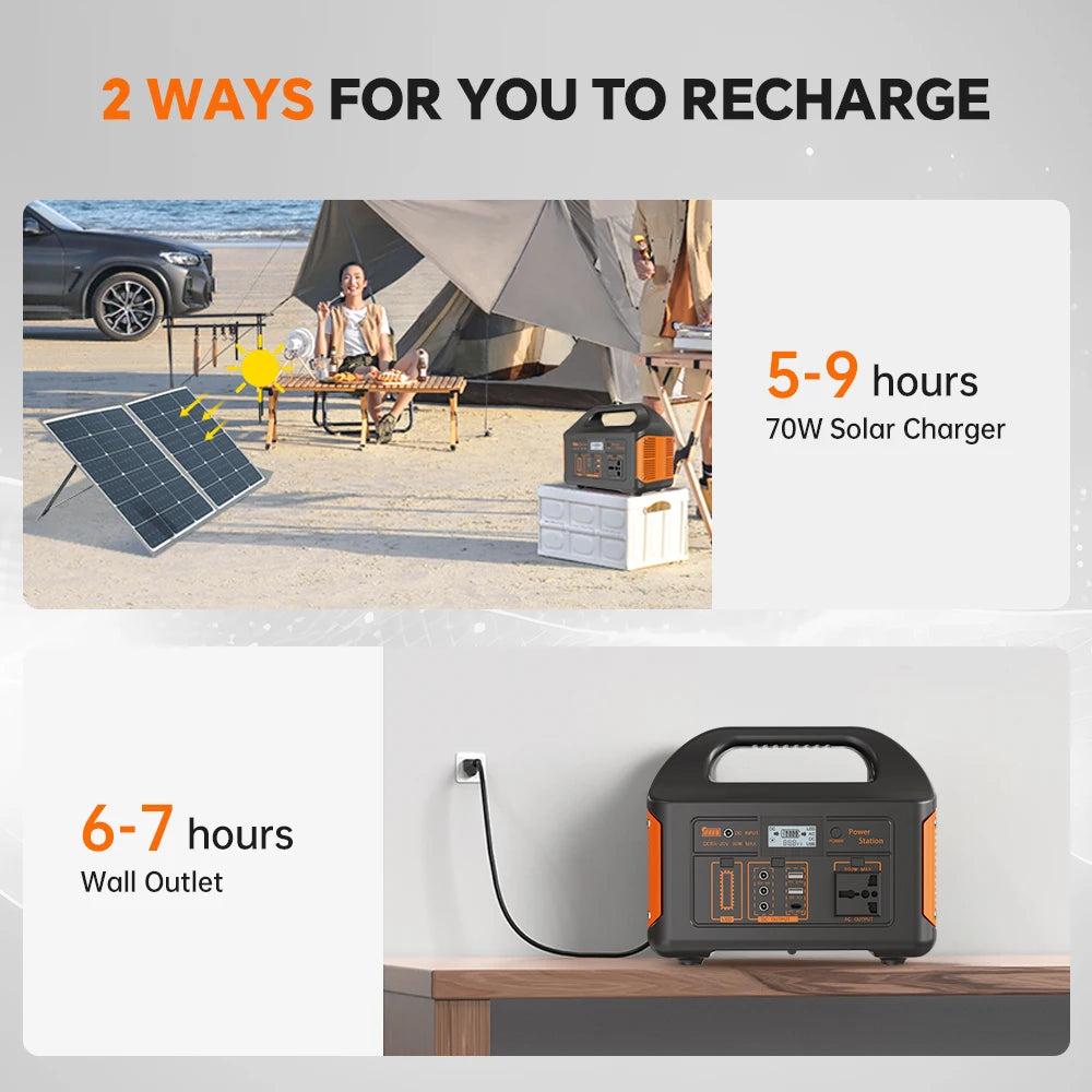 300W 500W 460.8Wh Portable Power Station Solar Generator AC 110V Emergency Power