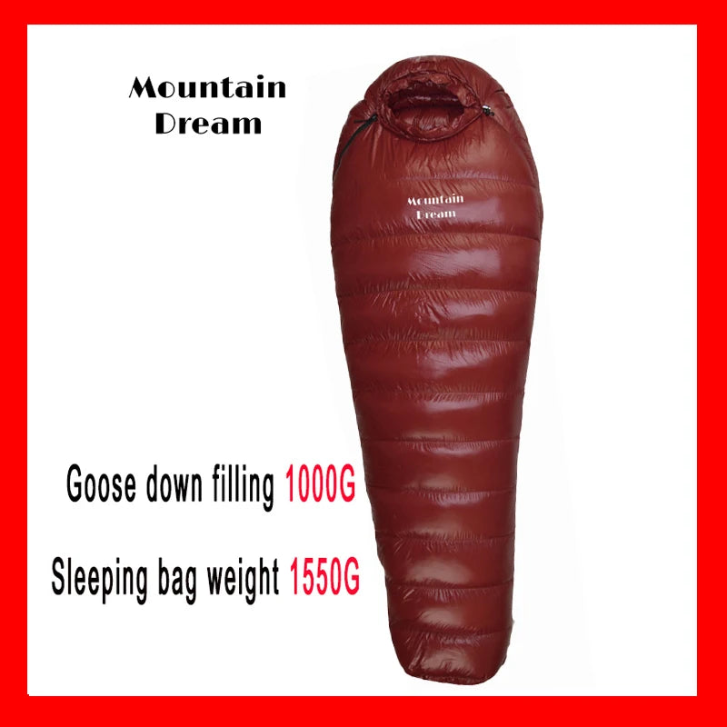 The Extended Goose Down Mummy Sleeping Bag Is Filled With Warm Down And Is Suitable For A Height Above 1.8 Meters.