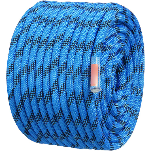 12.7mm Static Climbing Rope 150/200 ft Outdoor Climbing Rope 30KN Breaking Tension Fiber Rope w/ Steel Snap Hooks