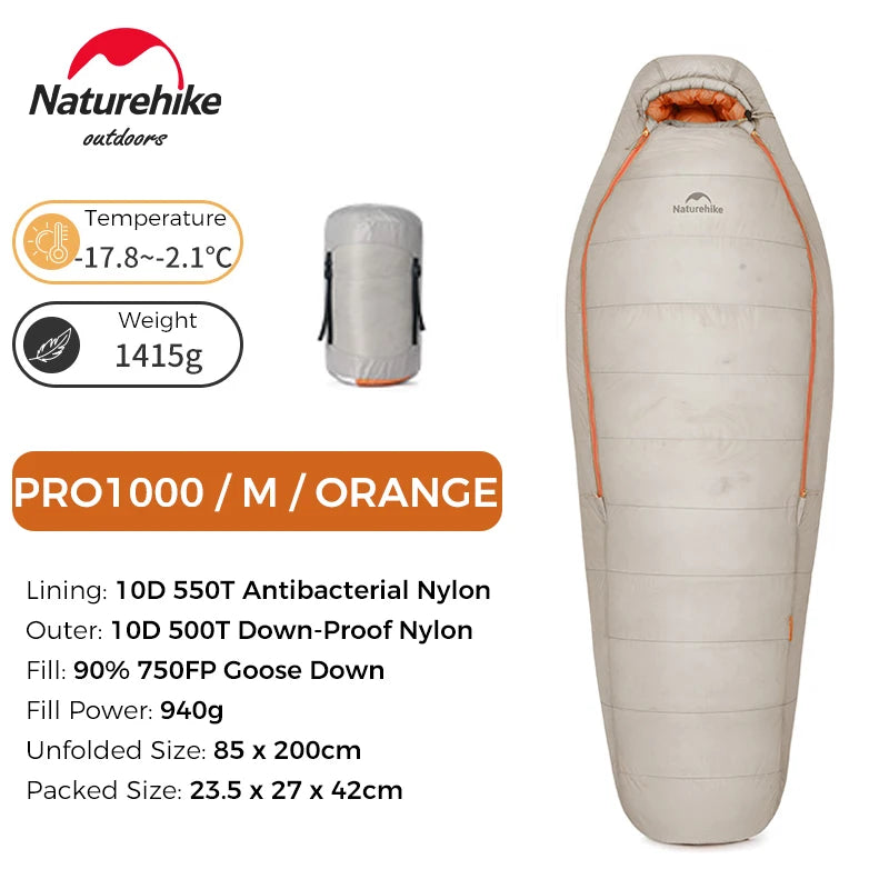 Naturehike Alpine PRO Goose Down Sleeping Bag Lightweight Mummy Sleeping Bag Winter Thick Camping Hiking Backpacking Equipment