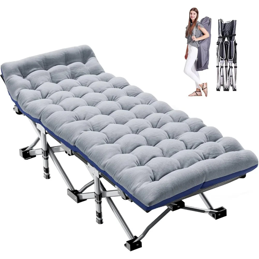 XXL Camping Cot for Adults 900LBS - 78"×32" Oversized Folding Bed with Mattress Pad, Heavy Duty