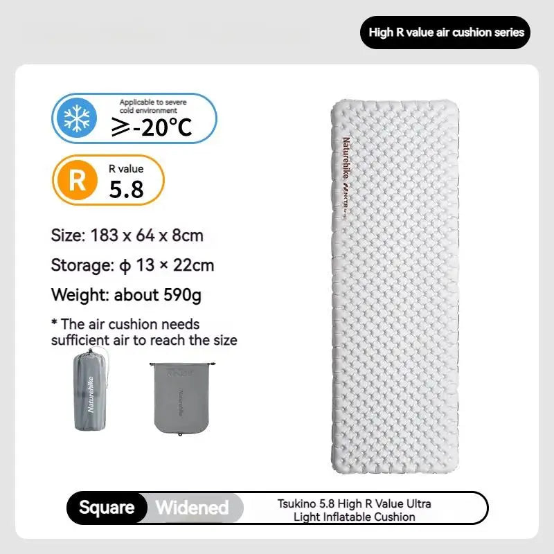 R-value5.8 Inflatable Sleeping Mattress Ultralight Portable Folding Warm Cushion Hiking Outdoor Camping Mat Bed Pad