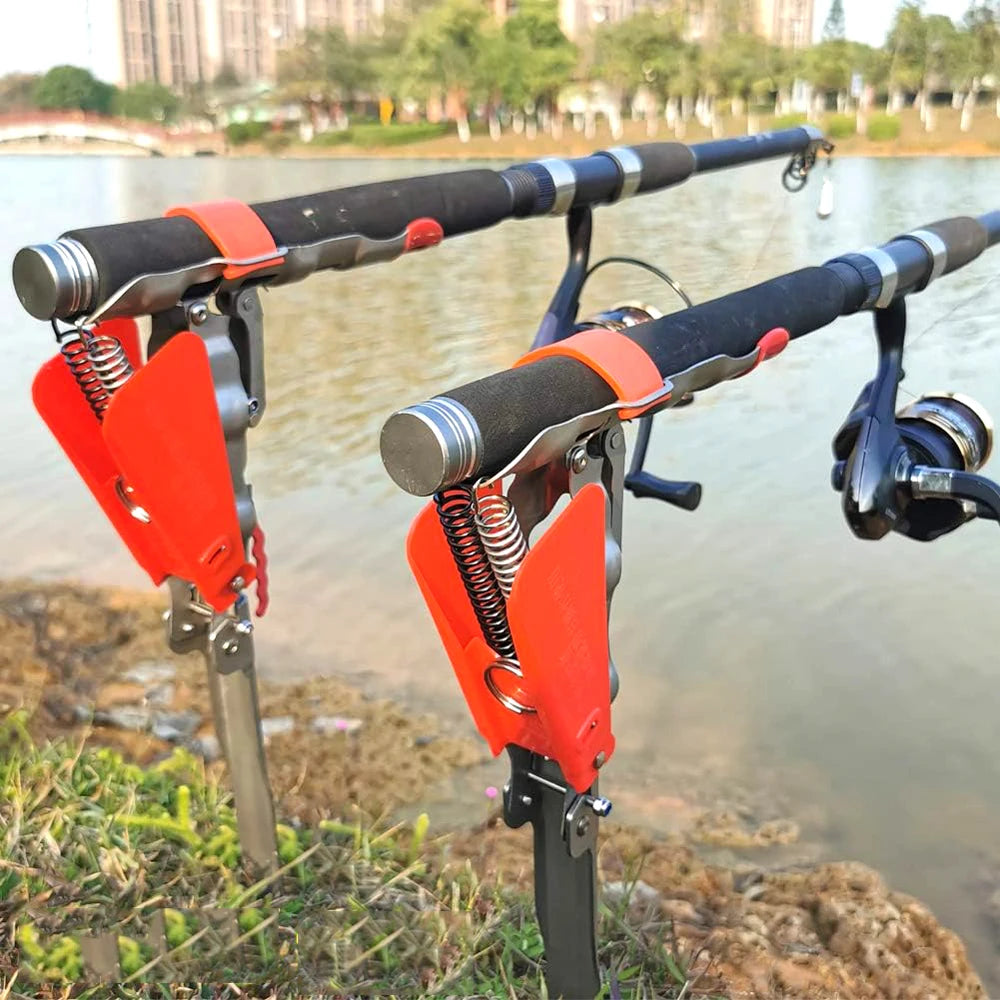 1pc Automatic Spring Fishing Rod Holder with Adjustable Sensitivity Stainless Steel Base for Effortless Hookset , Ground Support