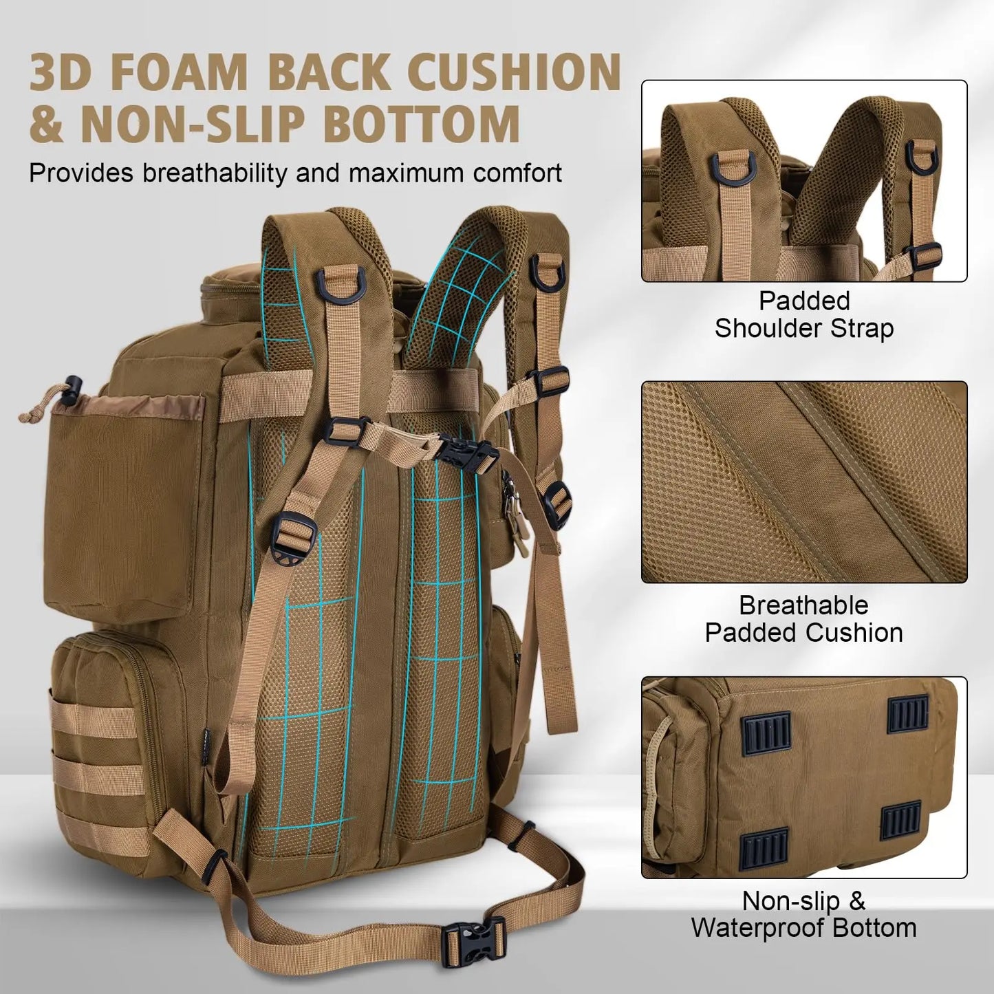Goture 46X30X17CM 900D Oxford cloth waterproof Fishing Backpack 45L Large Capacity Fishing Gear Storage Backpack Fishing Bag