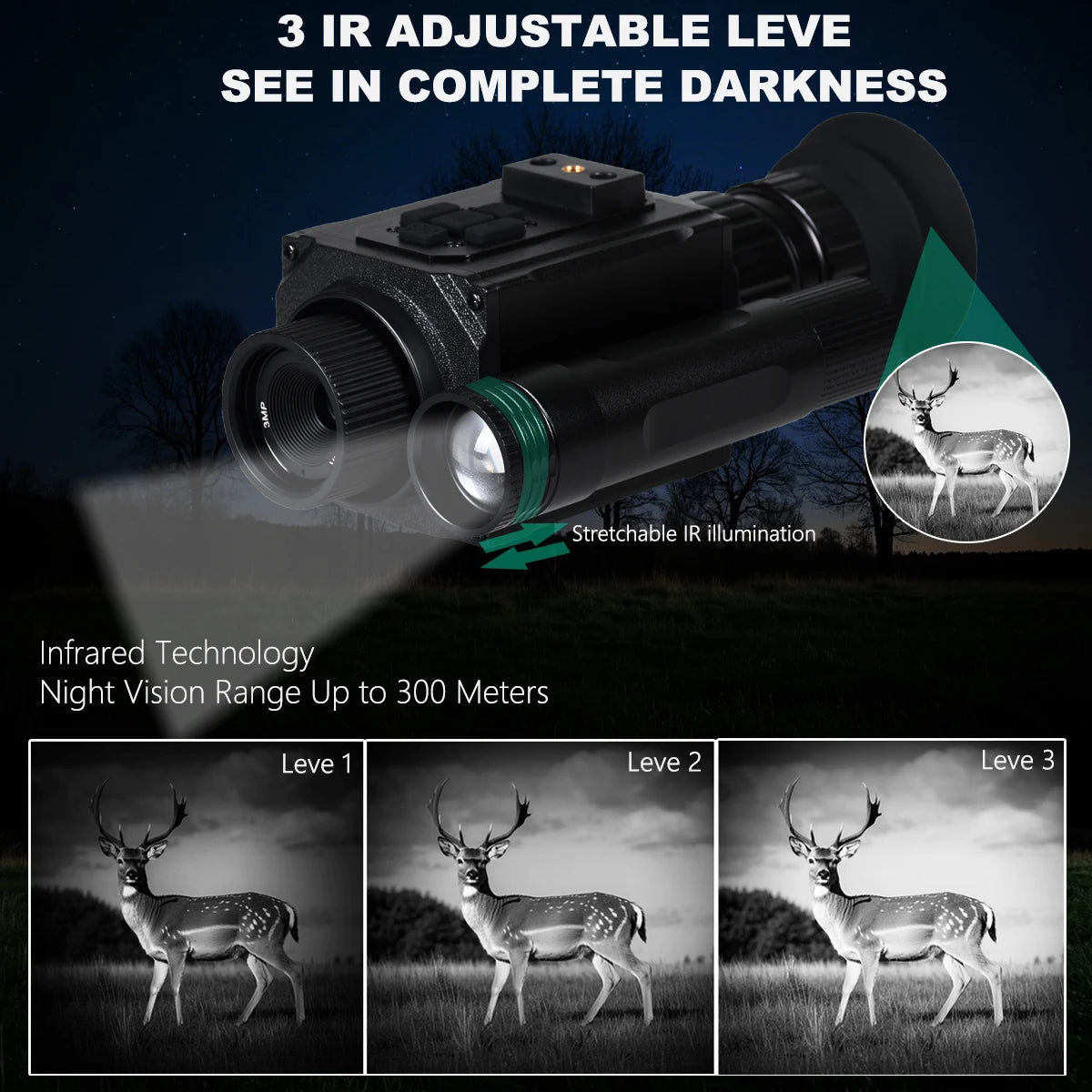 NK006 Helmet Night Vision Monocular Long-Distance Infrared 5X Zoom 1080P Digital Hunting Night Vision Goggles Telescope