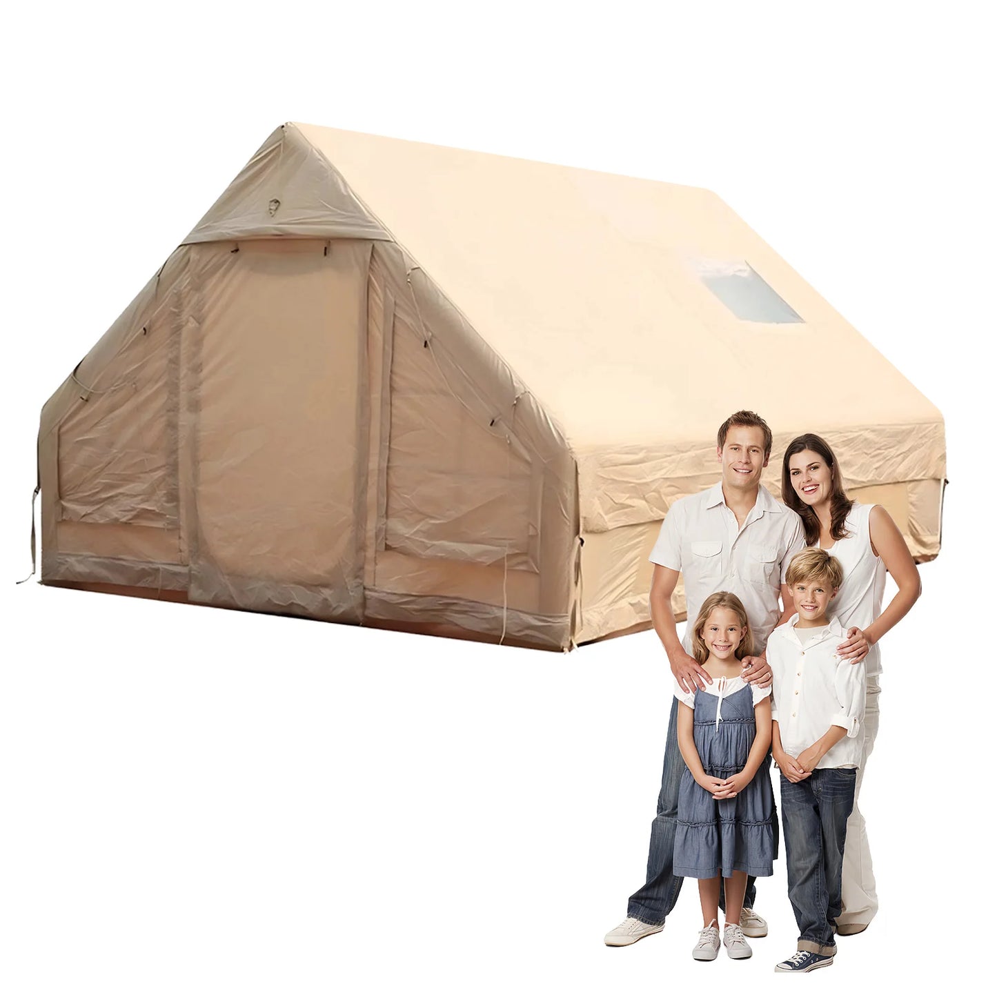 Inflatable Camping Tent with Pump Large Family Tent Waterproof Windproof for Outdoors