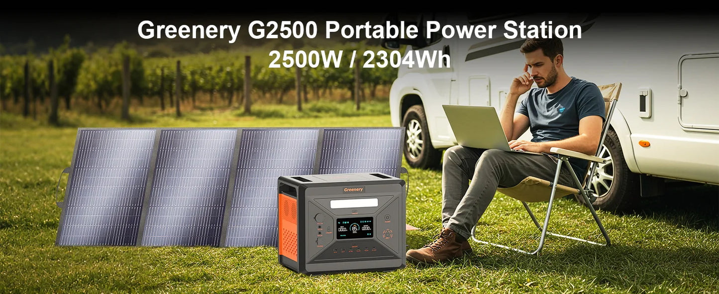 Portable Power Station 2500W/2304Wh Large Capacity Solar Generator with Cart Fast Charging Emergency Power for Backup