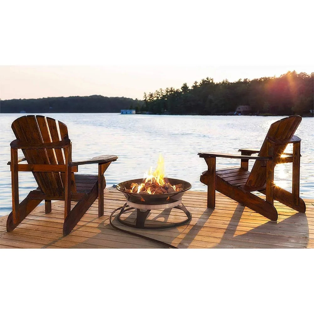 Portable Propane Fire Pit, 21-inch, 58,000 BTU with Fire Pit Cover & Carry Kit, Smokeless Gas Firebowl | Perfect for Camping, P