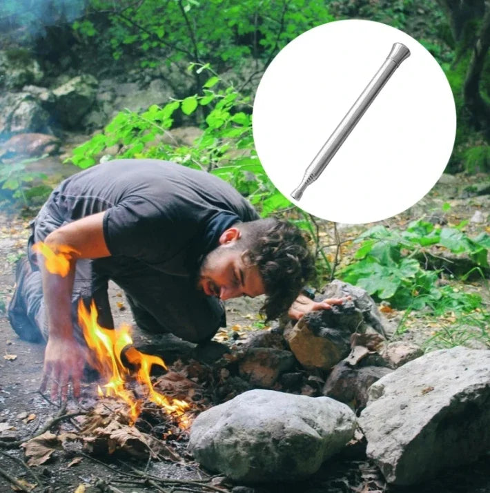 Fire Tube Blow Tool Pipe Camping Blower Collapsible Campfire Bellows Outdoor Telescopic Bellowing Survival Starter Pocket Gear