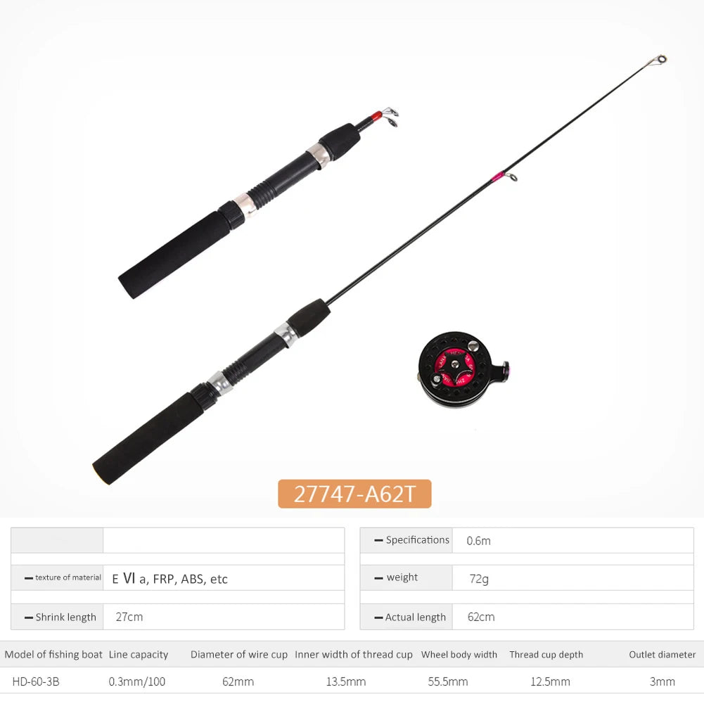 Telescopic Ice Fishing Rod Ultra-Light Fishing Pole Portable Fishing Rod for River Lake Reservoir Ice Fishing and So On