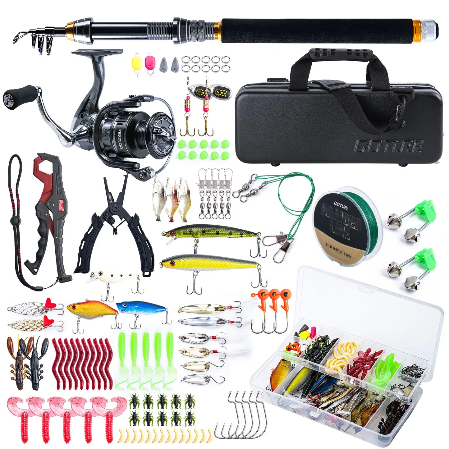 2.7m Fishing Pole Combo Set Rod and Reel 24T Carbon Fiber Telescopic Fishing Rod Aluminum Spinning Reels