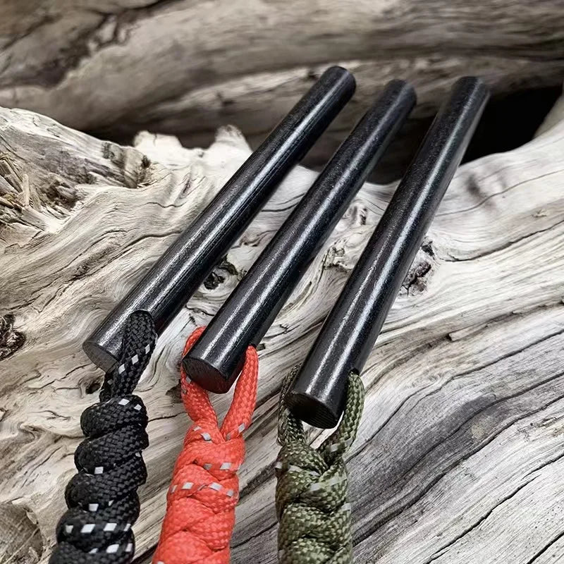 Outdoor Survival Fire Starter Multifunctional Ferrocerium Rod with Paracord & Scraper, Camping Emergency Flint Fire Steel