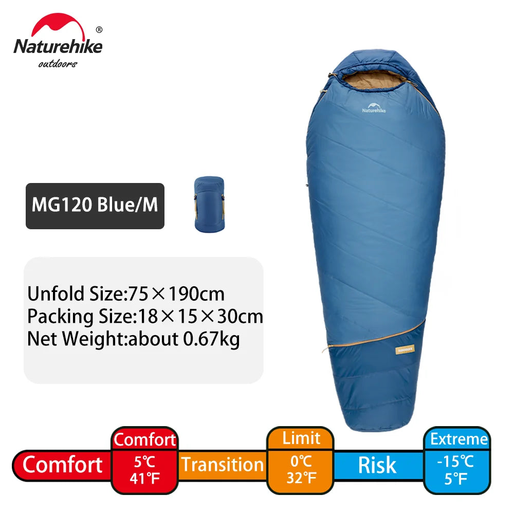 MG120 5℃ MG270 -2℃ Mummy Sleeping Bag Ultralight Camping Hiking Cotton Warm Thermal Winter Machine Wash Tour Gear