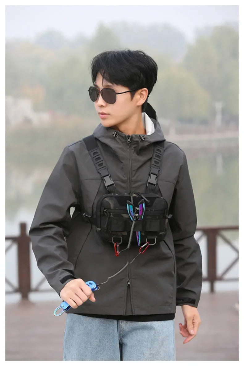 Tactical Chest Vest Bag Backpack Front Rig Pouch Outdoor Camping Cycling Hiking Hunting Climbing Fishing Lure Travel Fanny Pack