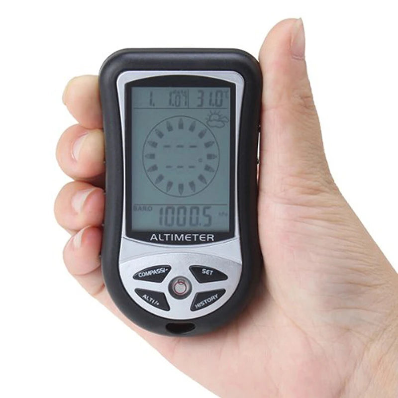 8-in-1 Handheld Digital Altimeter Compass Thermometer Backlight Outdoor Camping Travel Altimeter Barometer