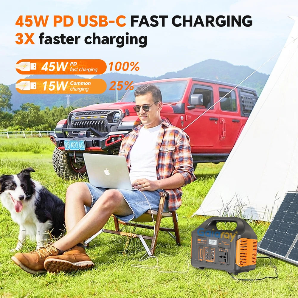 300W 500W 460.8Wh Portable Power Station Solar Generator AC 110V Emergency Power