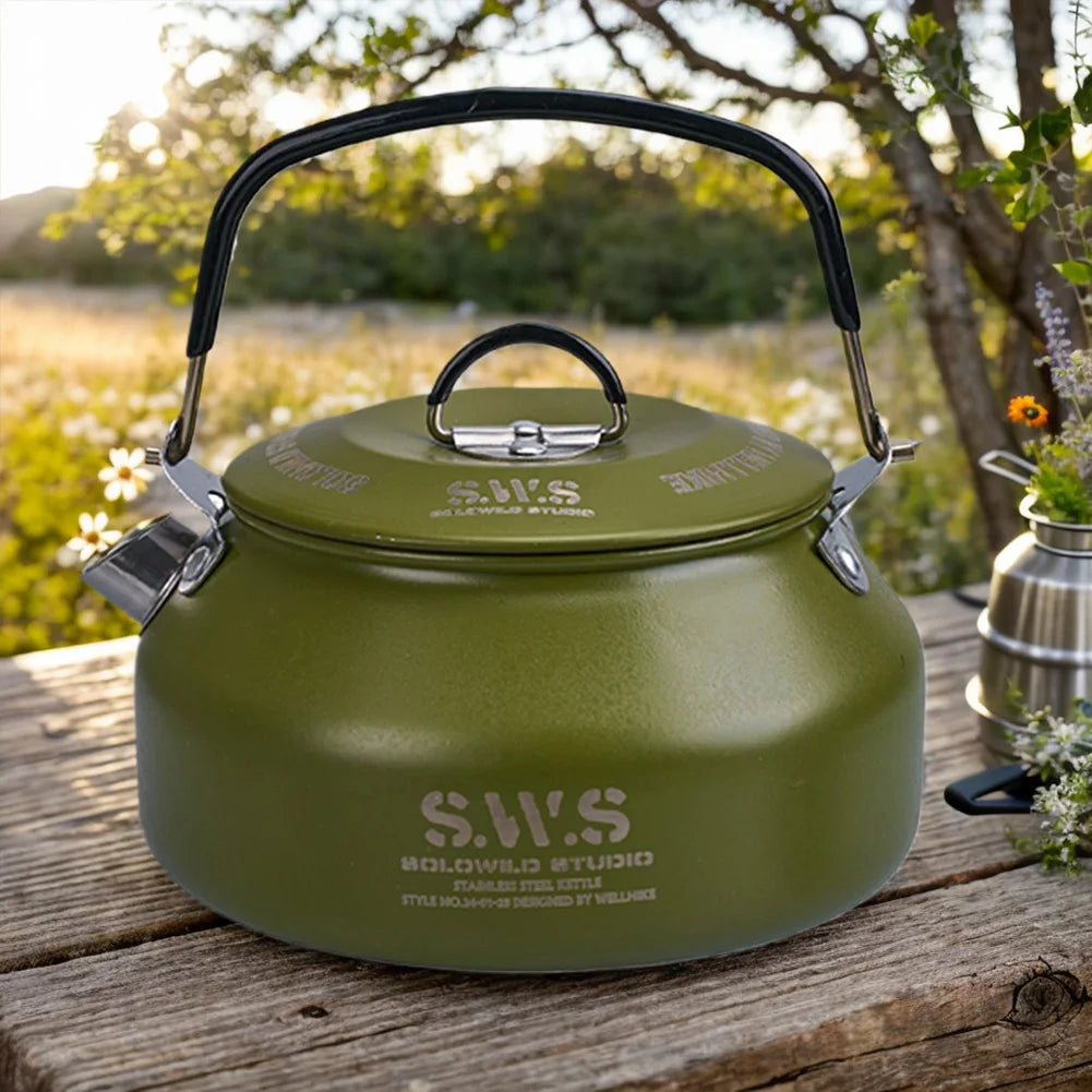 0.8L Portable Hiking Kettle 304 Stainless Steel Ultralight Coffee Kettle Lightweight Coffee Pot for Outdoor Travel Camping
