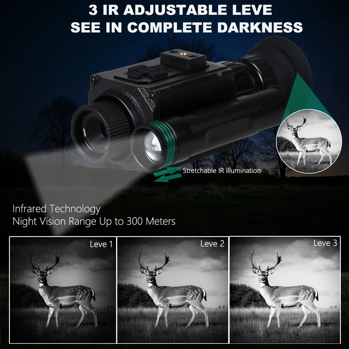 NK006 Helmet Night Vision Monocular Long-Distance Infrared 5X Zoom 1080P Digital Hunting Night Vision Goggles Telescope