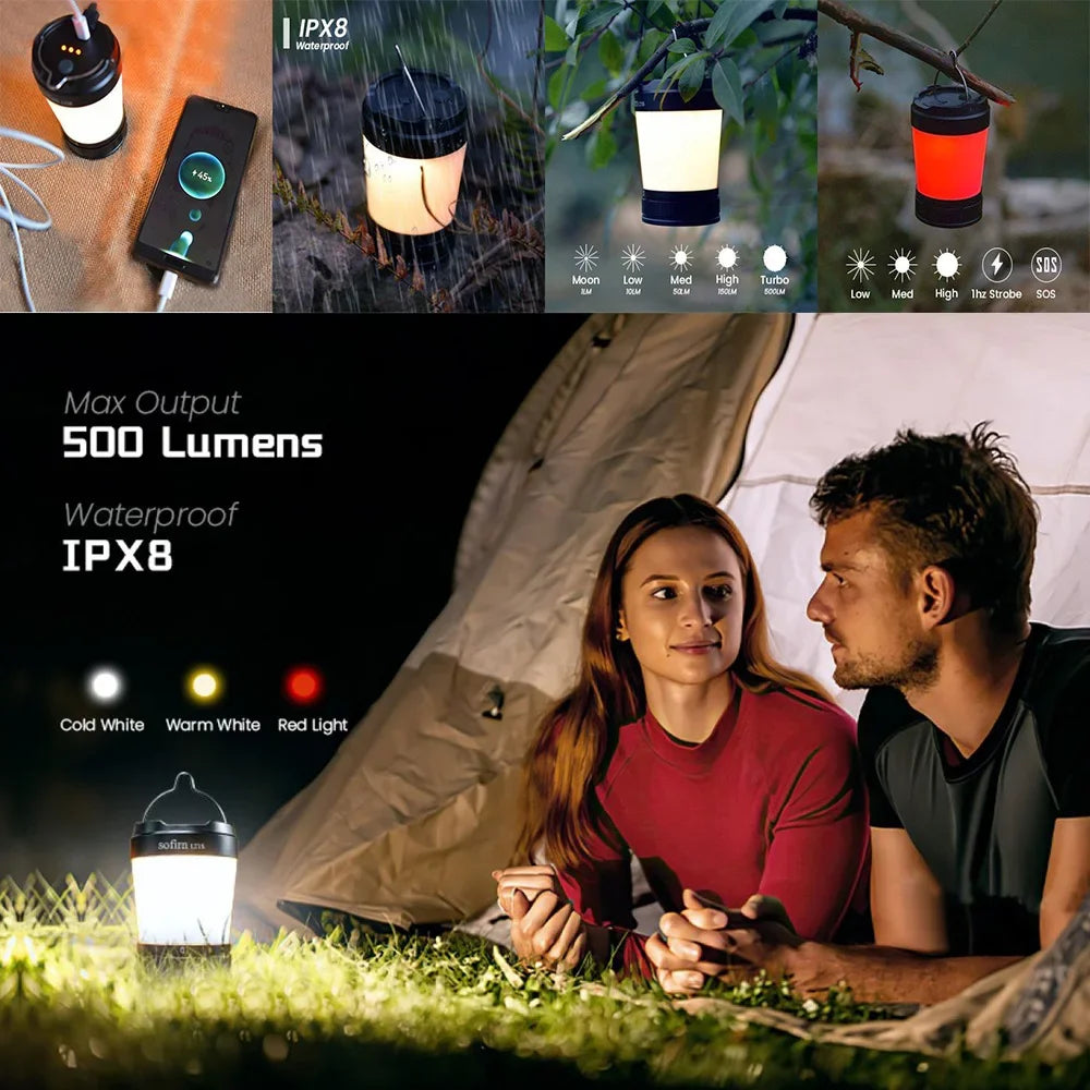 LT1S Camping Light USB C 21700 Rechargeable Powerful Torch Portable Emergency Lantern 2700K-6500K with Reverse Charging