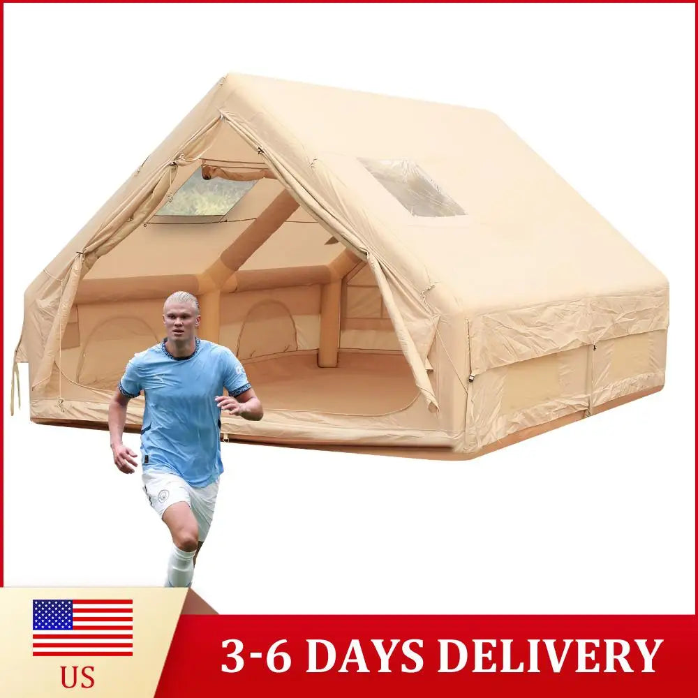 Inflatable Camping Tent with Pump Large Family Tent Waterproof Windproof for Outdoors