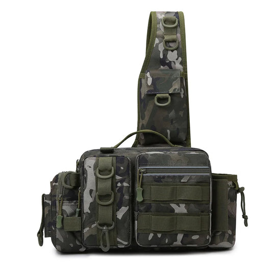 Fishing Tackle Backpack Lure Box Gear Storage Bag Fanny Pack for Men Fly Fishing Backpack with Rod Holder Sling Shoulder Bag