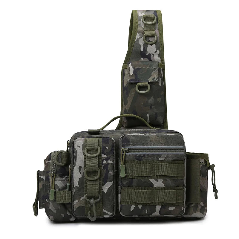 Fishing Tackle Backpack Lure Box Gear Storage Bag Fanny Pack for Men Fly Fishing Backpack with Rod Holder Sling Shoulder Bag