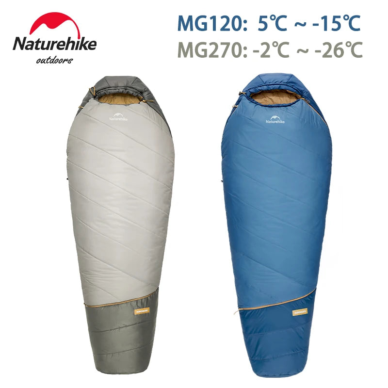 Naturehike MJ Pro Mummy Sleeping Bag MG120/MG270 Ultralight Hiking Waterproof Sleeping Bag Camping Cotton Winter Sleeping Bag