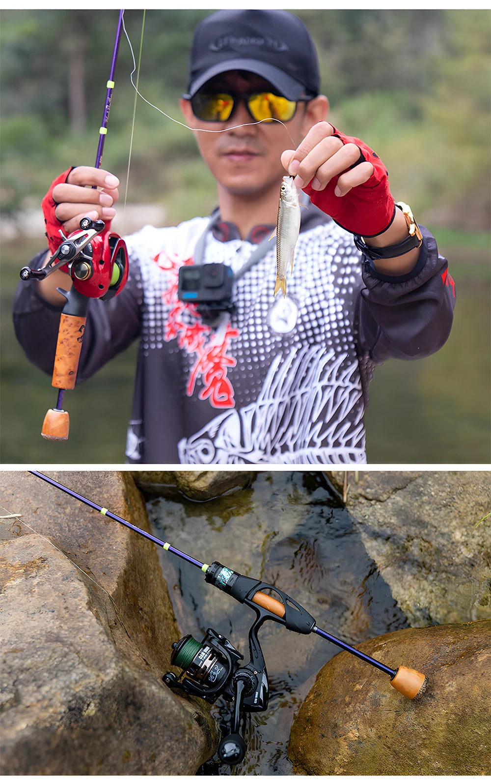 UL Ultra Light Carbon Fiber Lure Fishing Rod Accessories for Carp Trout Bass,Spinning and Casting Rod,Small Bait Fishing Pole
