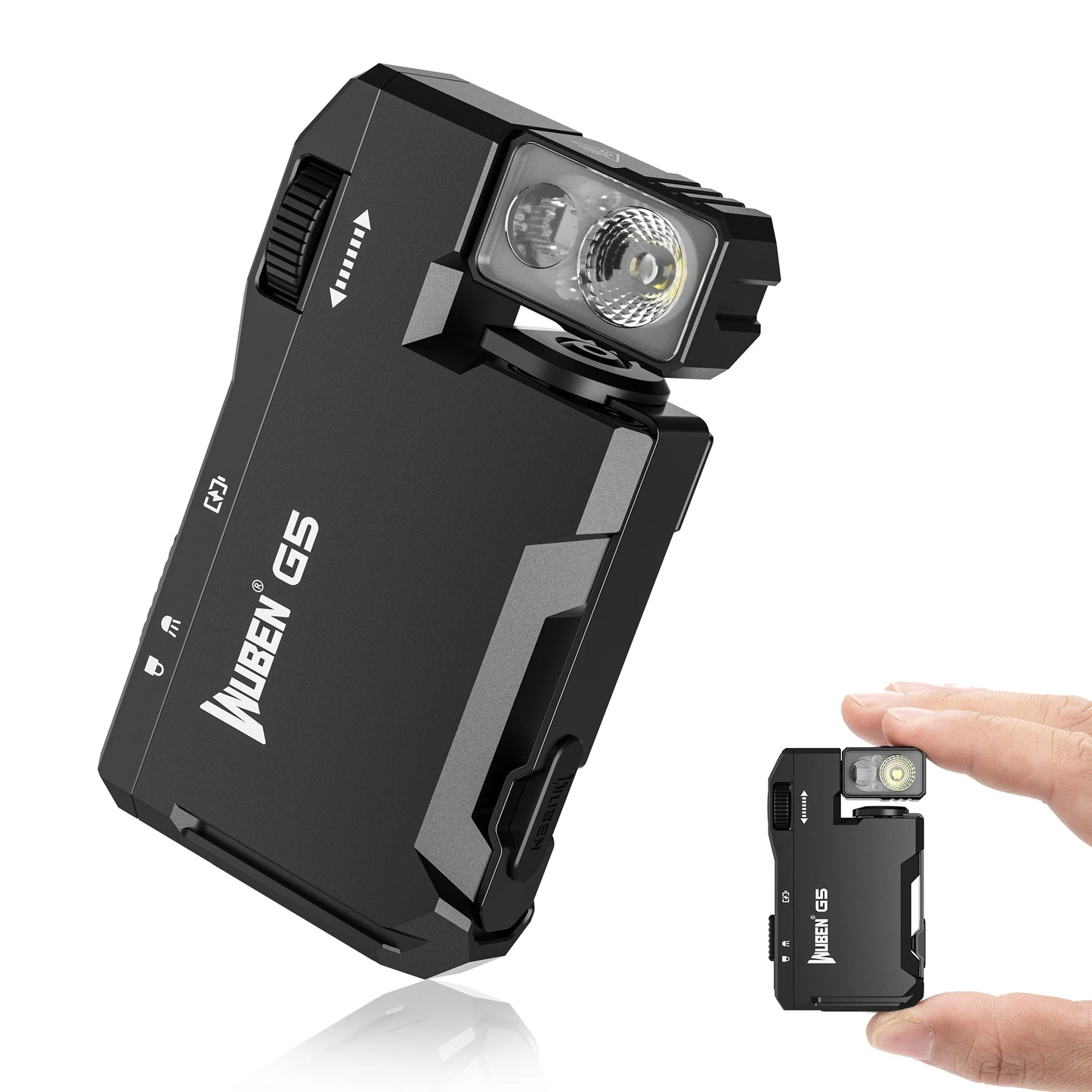 G5 Rechargeable EDC Flashlight, 400 Lumens Dual Light Sources Mini Flashlight with RGB Light, Portable Pocket Flashlights