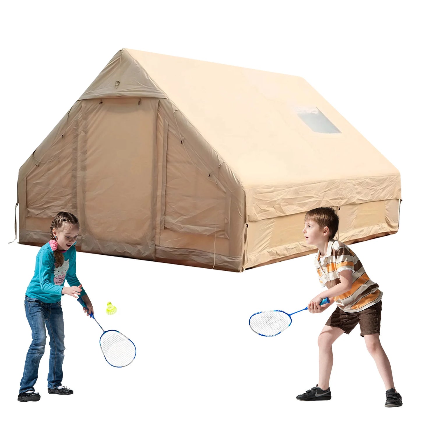 Inflatable Camping Tent with Pump Large Family Tent Waterproof Windproof for Outdoors