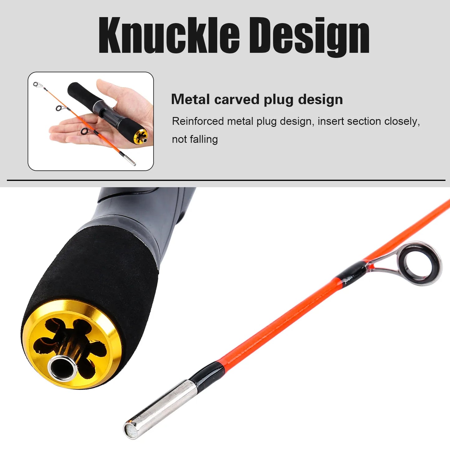 Sougayilang Ice Fishing Rod 50cm Ultralight Winter Shrimp Ice Fishing Pole Portable Spinning Casting Fishing Pole Fishing Tackle
