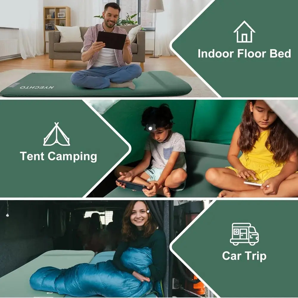 Ultra-Thick Memory Foam Sleeping Pad with Electric Pump, Insulated Camping Mattress with Pillow for Car Travel and Tent