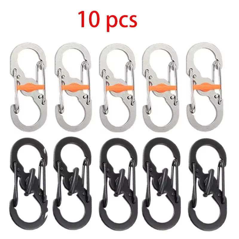5/10PCS Mini S-Type Locking Carabiner - Outdoor Camping Backpack Buckle, Anti-Theft Keychain Hook & Key-Lock Tool