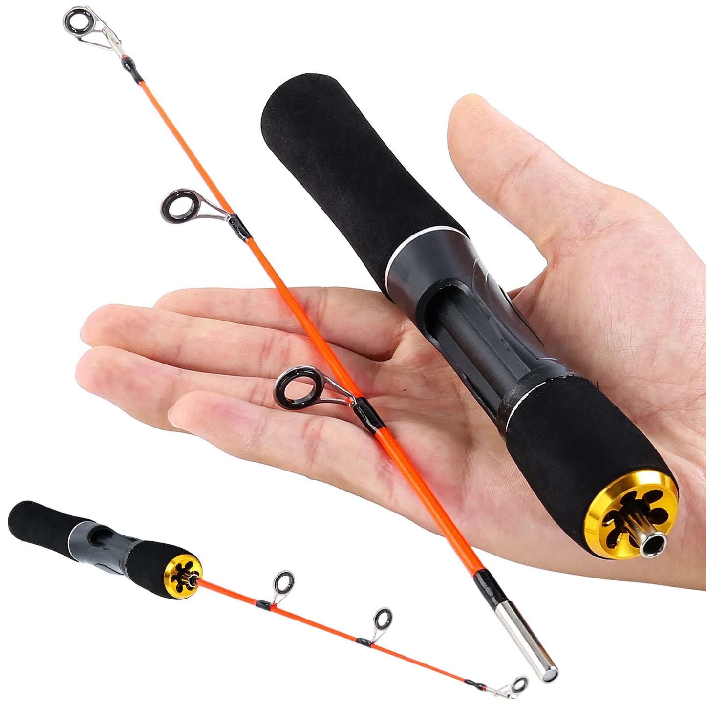 Sougayilang Ice Fishing Rod 50cm Ultralight Winter Shrimp Ice Fishing Pole Portable Spinning Casting Fishing Pole Fishing Tackle
