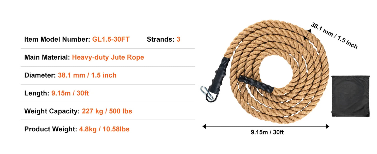 10-30FT Gym Climbing Rope Gym Fitness Training Rope Gym Exercise Workout Rope for Adults, Climbing Rope for Fitness